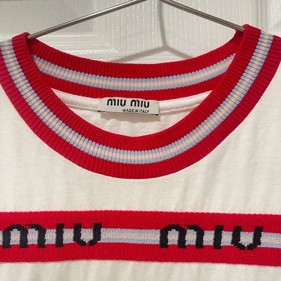 Miu Miu White Tee with Red Accents - Picture 2 of 10